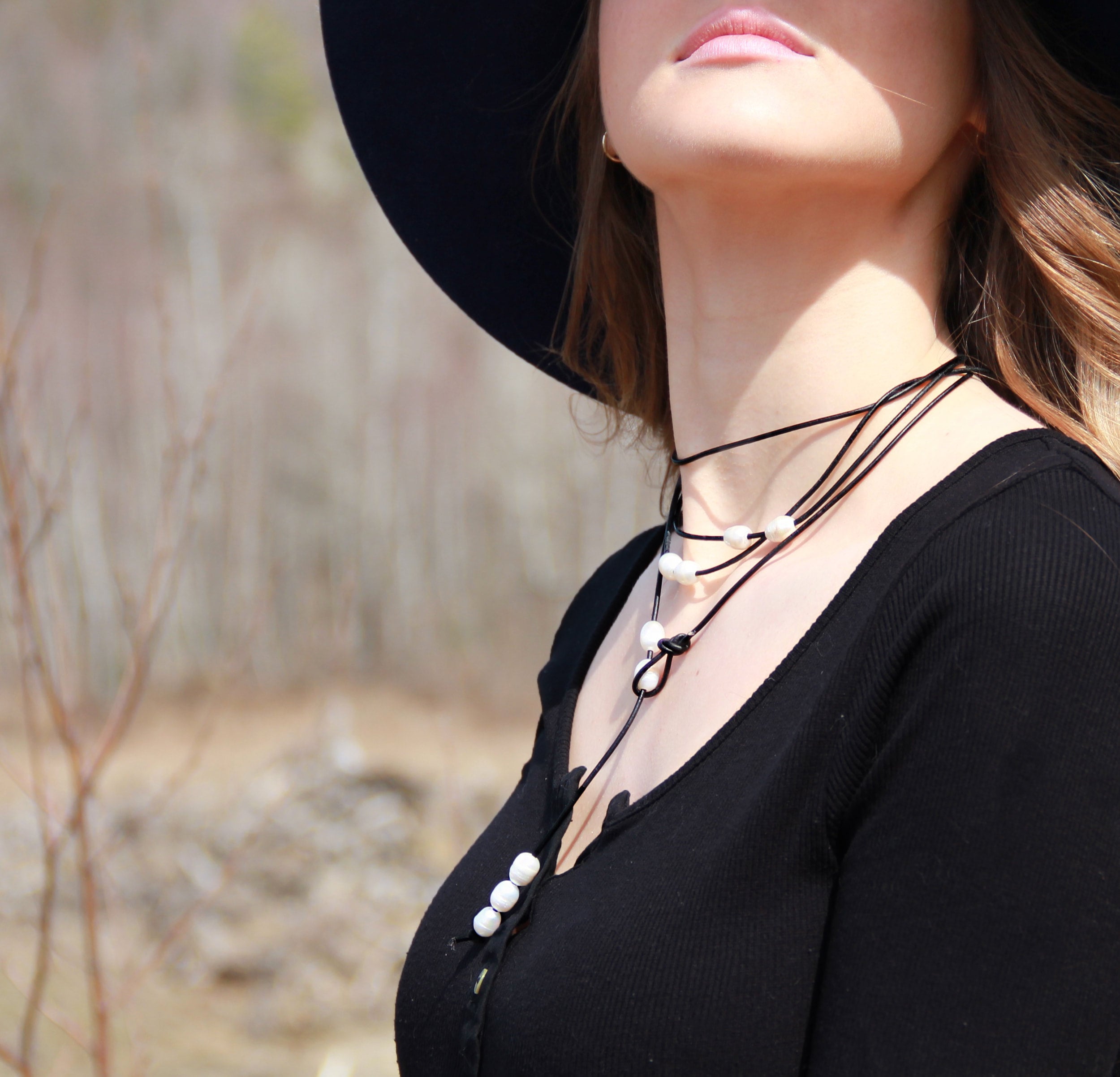 Pearls on leather cord necklace | LUCY PIETRASZKIEWICZ
